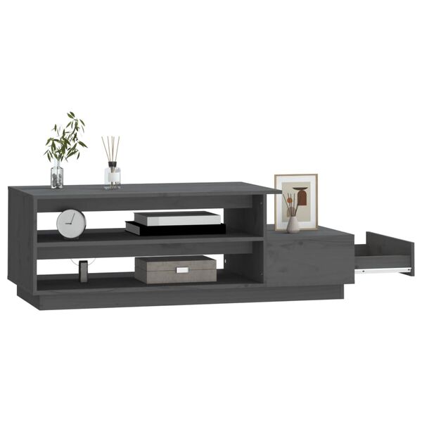 vidaXL Soffbord Grå 120x50x40,5 cm massiv furu