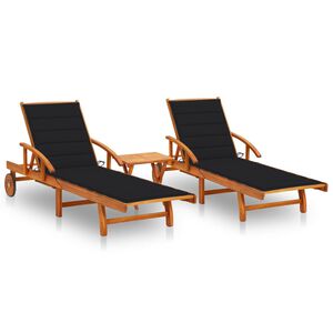 vidaXL Sols&auml;ngar 2 st med bord och dynor massivt akaciatr&auml;