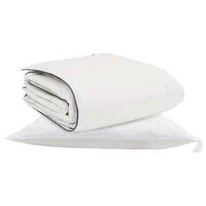 vidaXL Vinter T&auml;cke med kudde 2 pcs Vit Dunfj&auml;der
