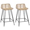 vidaXL Barpall 2 st Naturlig 44 x 45 x 76 cm Rattan och St&aring;l