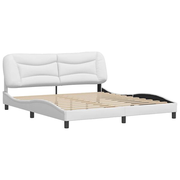 vidaXL Bed Frame without Mattress "Hvar" White 180x200 cm Faux Leather
