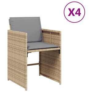 vidaXL Tr&auml;dg&aring;rdsstolar med dynor 4 st blandad beige konstrotting