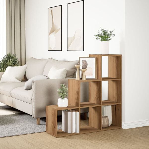 vidaXL Bokhylla/Rumsavdelare 3 hyllplan ek 99x29x99 cm konstruerat tr&auml;