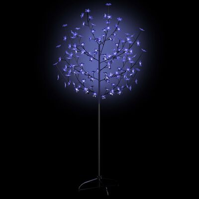 vidaXL Plastgran 120 LEDs körsbärsblommor blått ljus 150 cm
