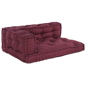 vidaXL Pallettsoffa Kudde 3 pcs Bordeaux 120 x 80 x 38 cm Tyg