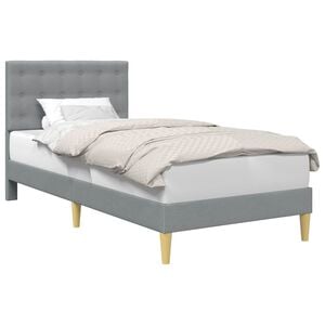 vidaXL S&auml;ngram med huvudgavel Ljusgr&aring; 90 x 200 cm Tyg