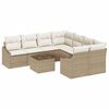 vidaXL Soffset 9 st Beige och gr&auml;ddf&auml;rgad konstrotting