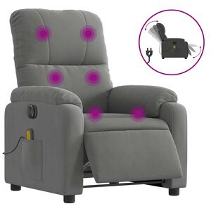 vidaXL Elektrisk massagef&aring;t&ouml;lj m&ouml;rkgr&aring; mikrofibertyg