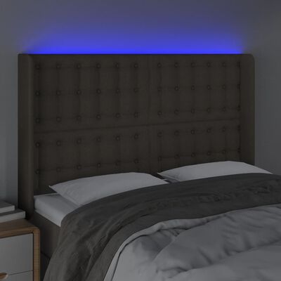 vidaXL Sänggavel LED taupe 147x16x118/128 cm tyg