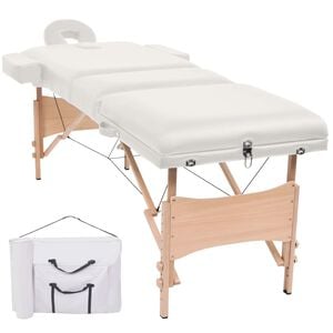vidaXL Hopf&auml;llbar massageb&auml;nk 3 sektioner 10 cm tjock vit