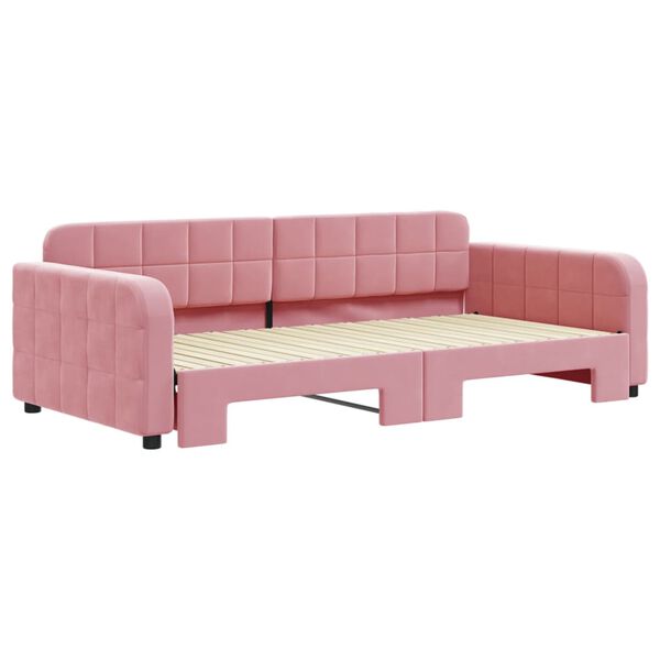 vidaXL Dagb&auml;dd utdragbar rosa 100x200 cm sammet