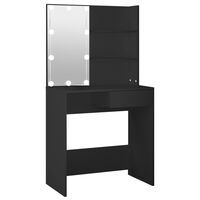 vidaXL Sminkbord med LED svart 74,5x40x141 cm