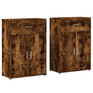 vidaXL Sk&auml;nkar 2 st r&ouml;kf&auml;rgad ek 60x30x84 cm konstruerat tr&auml;
