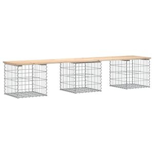 vidaXL Trädgårdsbänk gabion-design 203x44x42 cm massiv furu