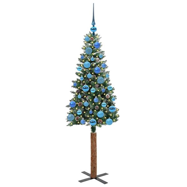 vidaXL Smal julgran med 150 LED-lampor Gr&ouml;n 150 cm PVC och solid furu