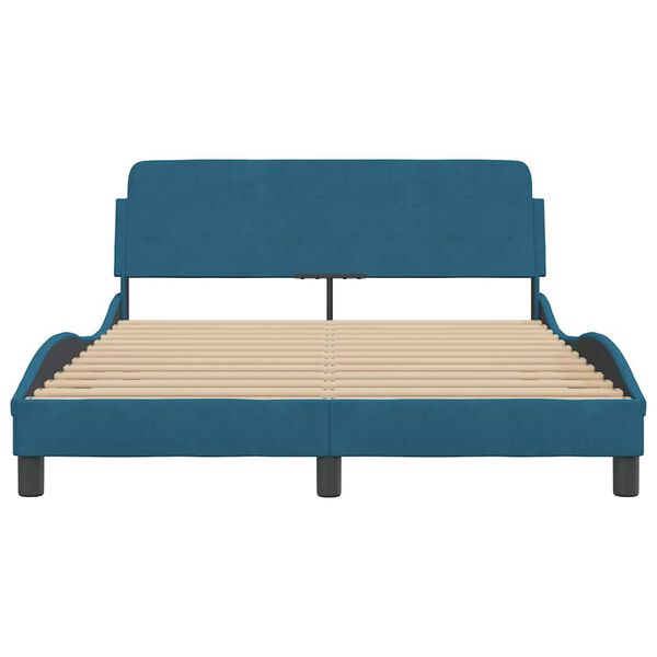vidaXL Bed Frame with Headboard "Dover" Blue 120x200 cm Velvet