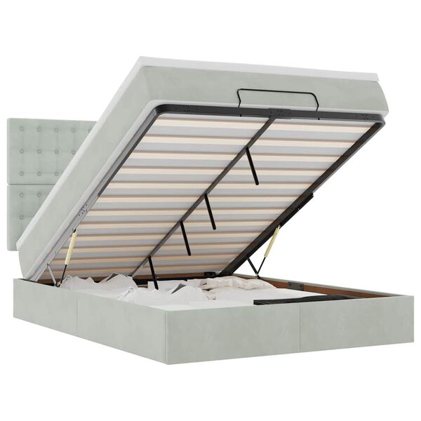 vidaXL Ottoman s&auml;ngram med madrasser ljusgr&aring; 140x200 cm sammet