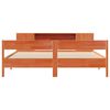 vidaXL S&auml;ng med bokhylla utan madrass vaxbrun 200x200cm massiv furu