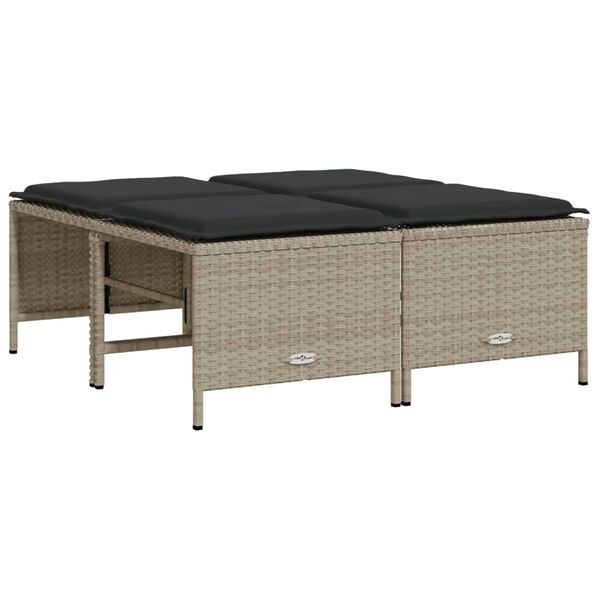 vidaXL Loungegrupp för trädgården m dynor 5 delar konstrotting ljusgrå