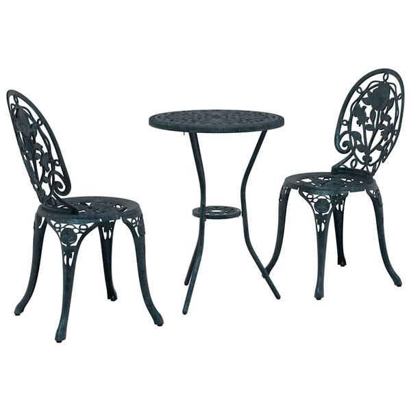 vidaXL Trädgårds Bistro Set 3 pcs Grön Aluminium