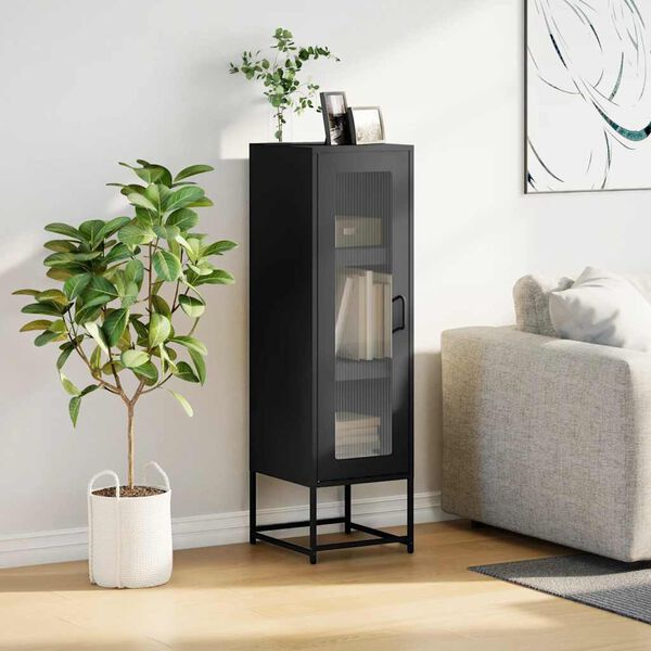 vidaXL Highboard svart 36x39x123 cm kallvalsat st&aring;l