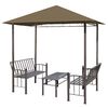 vidaXL Paviljong med bord och b&auml;nkar 2,5x1,5x2,4 m taupe 180 g/m&sup2;