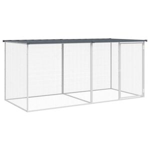 vidaXL H&ouml;nsbur med tak antracit 203x98x90 cm galvaniserat st&aring;l