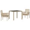 vidaXL Tr&auml;dg&aring;rdsm&ouml;belset 3 st Beige konstrotting