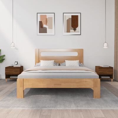 vidaXL Sängbord 2 st brun ek 50x46x50 cm konstruerat trä