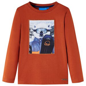 T-shirt med l&aring;nga &auml;rmar f&ouml;r barn ljusorange 104