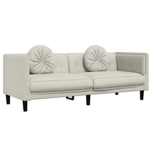 vidaXL Soffa med kuddar 3-sits gr&auml;ddvit sammet