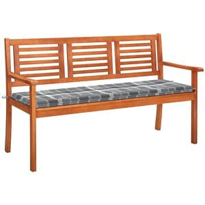 vidaXL Tr&auml;dg&aring;rdsb&auml;nk 3-sits med dyna 150 cm massivt eukalyptustr&auml;