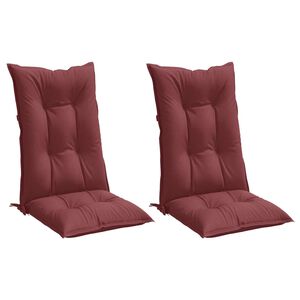 vidaXL Stolsdynor h&ouml;gt ryggst&ouml;d 2 st melerad vinr&ouml;d 120x50x7 cm tyg