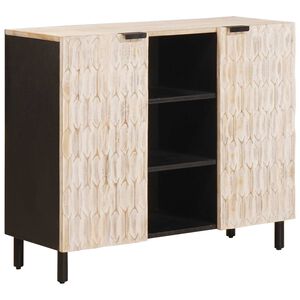 vidaXL Sideboard Vit Tv&auml;tt Finish 90 x 33 x 75 cm Massivt mangotr&auml;