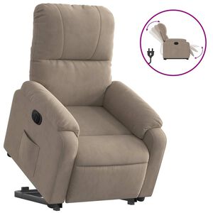 vidaXL Elektrisk reclinerf&aring;t&ouml;lj med uppresningshj&auml;lp mikrofibertyg