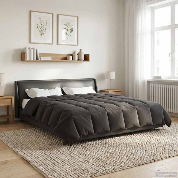 vidaXL Sommar Duvet Quiltad Antracit 200 x 200 cm Mikrofiber