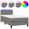 vidaXL Rams&auml;ng med madrass & LED m&ouml;rkgr&aring; 90x200 cm tyg