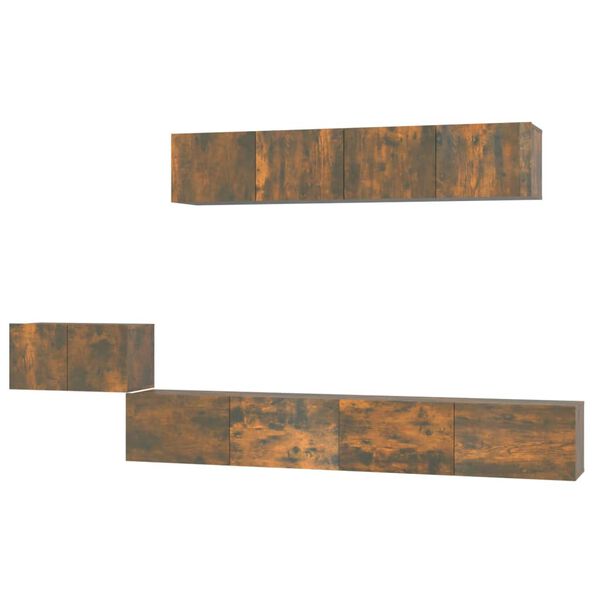 vidaXL Tv-sk&aring;p 5 delar r&ouml;kf&auml;rgad ek konstruerat tr&auml;