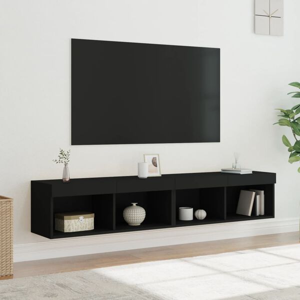 vidaXL Tv-bänk med LED-belysning 2 st svart 80x30x30 cm