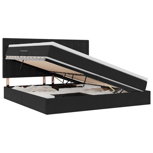 vidaXL F&ouml;rvaringss&auml;ng med madrass Svart 200 x 200 cm Sammet