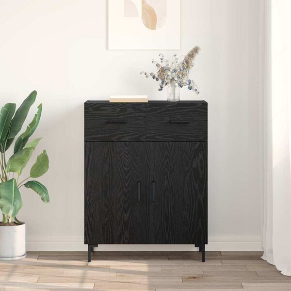 vidaXL Sideboard med l&aring;da Svart Ek 69,5 x 34 x 90 cm Konstruerat tr&auml;