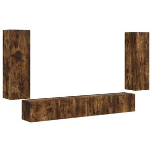 vidaXL TV v&auml;ggsk&aring;p set V&auml;ggmonterad 4 pcs R&ouml;kt ek Konstruerat tr&auml;