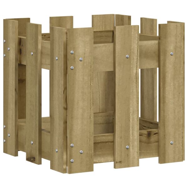 vidaXL Odlingsl&aring;da med staket-design 30x30x30 cm impregnerad furu