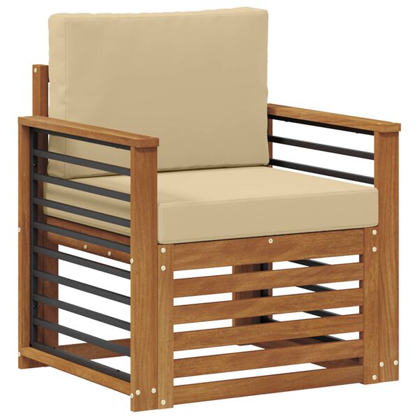 vidaXL Utomhussoffset Massivt akaciatr&auml; och polyester Naturf&auml;rg