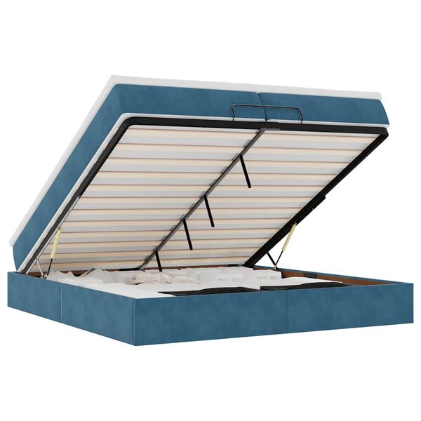 vidaXL Ottoman s&auml;ngram med madrasser m&ouml;rkbl&aring; 200x200 cm sammet