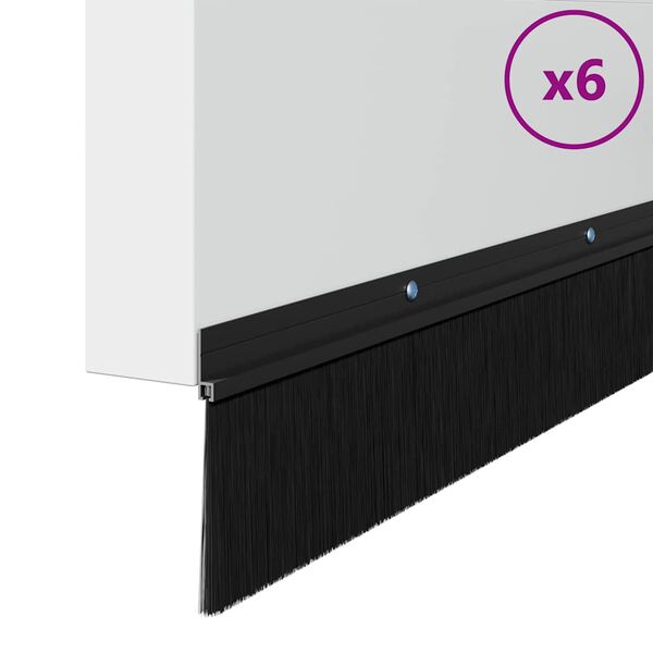 vidaXL Skruvmonterade d&ouml;rrborstt&auml;tningslister 6 pcs Svart 100 cm