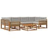vidaXL Utomhussoffset med kudde 7 pcs Naturlig och Ljusgr&aring;
