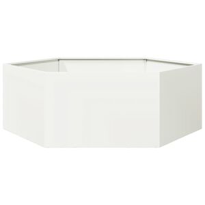 vidaXL Odlingsl&aring;da vit sexkantig 138x120x45 cm st&aring;l