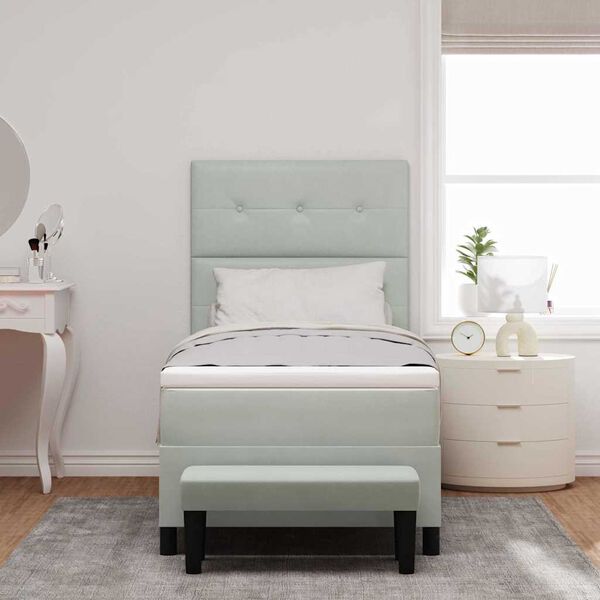 vidaXL B&auml;ddfj&auml;der med madrass Ljusgr&aring; 80 x 200 cm Sammet