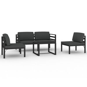 vidaXL Loungegrupp f&ouml;r tr&auml;dg&aring;rden 5 delar med dynor aluminium antracit